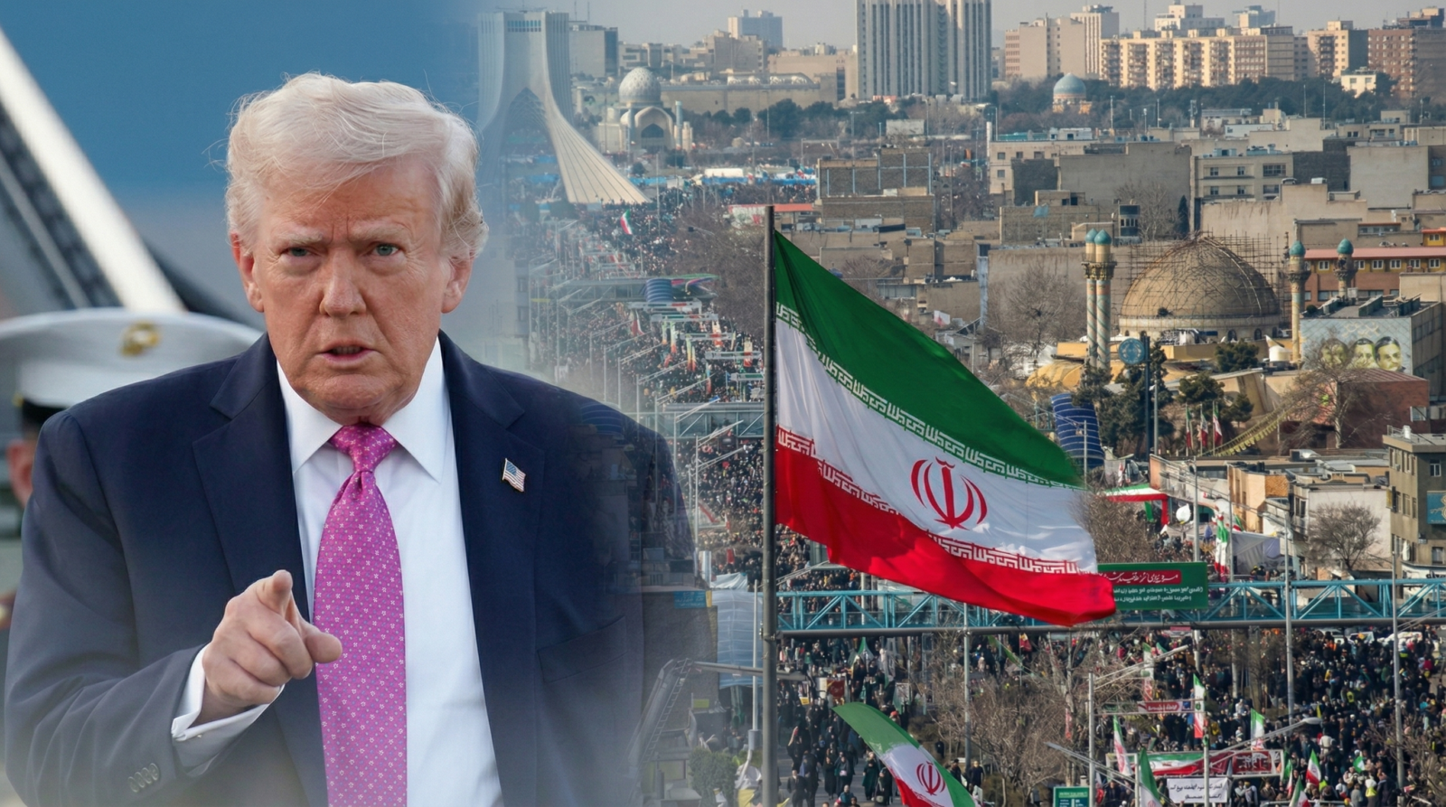 Trump ameaça "matar uma civilização" no Irã — o que isso significa na prática 1 Montagem com Donald Trump e a bandeira do Irã ilustrando a ameaça de "matar uma civilização"