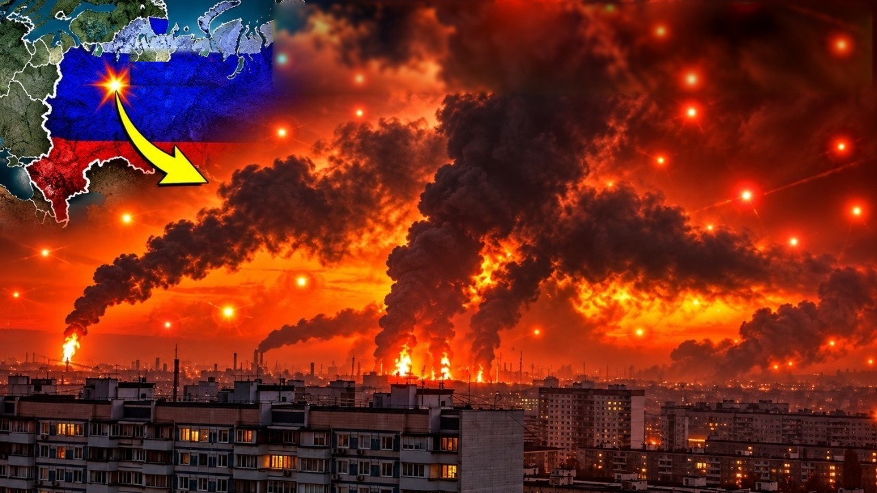 Ucrânia lança maior ataque de drones da guerra contra Moscou e atinge refinaria em dia de eleição 1 Colunas de fumaça e fogo sobre prédios de Moscou após ataque de drones à refinaria da capital russa